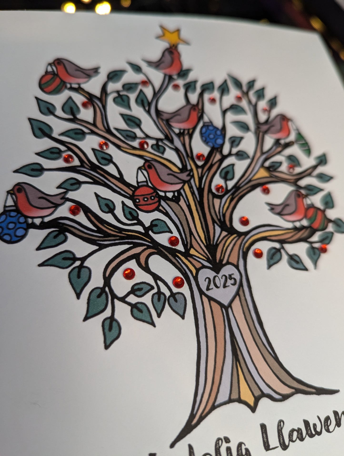 Robin tree Nadolig Llawen Christmas Card (2025)