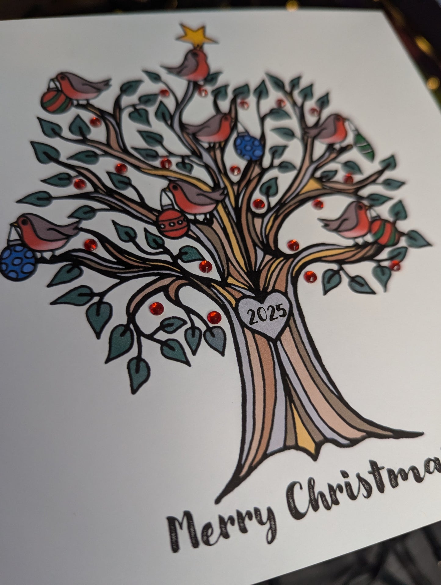 Robin tree Merry Christmas Card (2025)