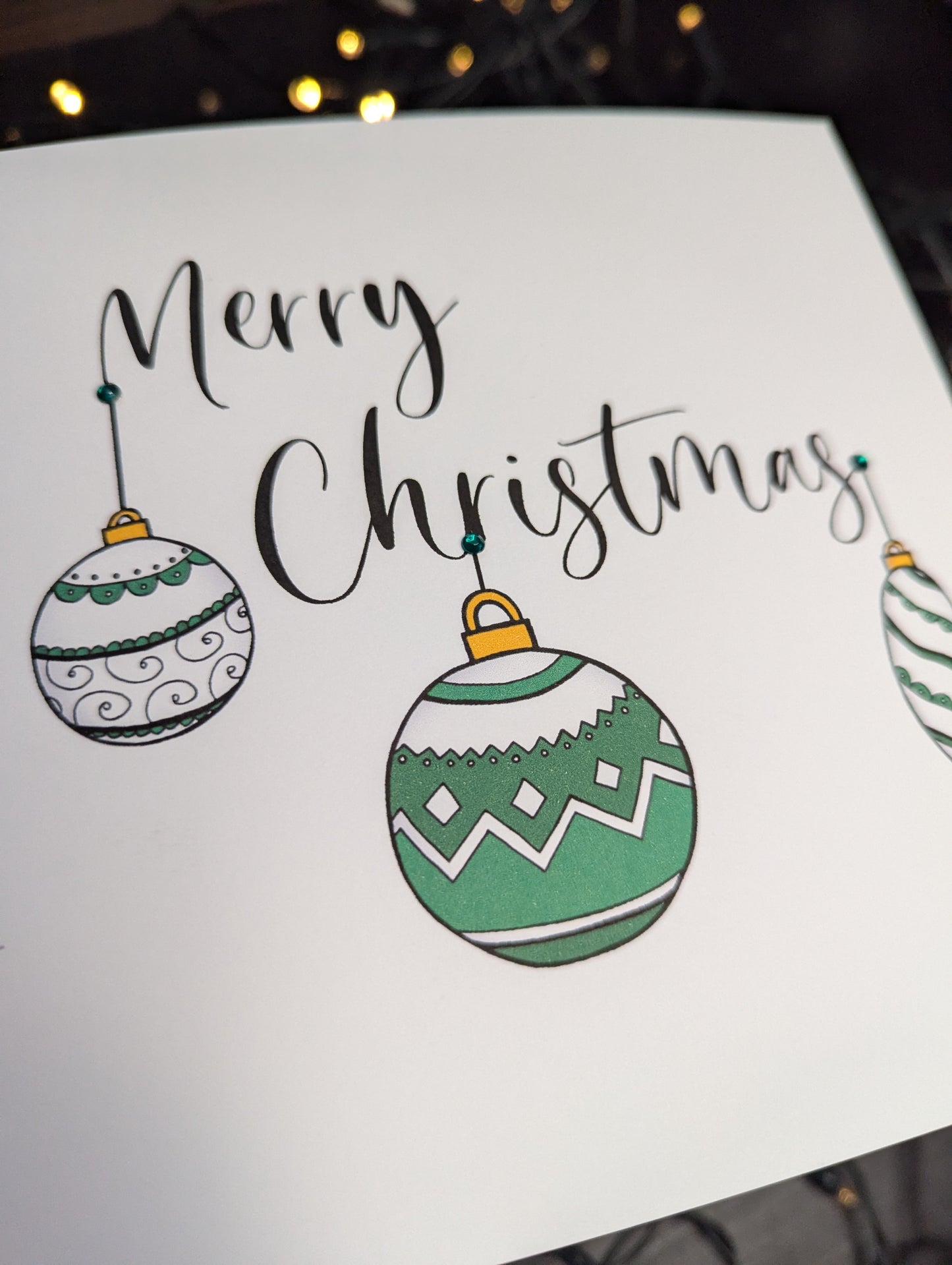 Bauble Green Merry Christmas Card