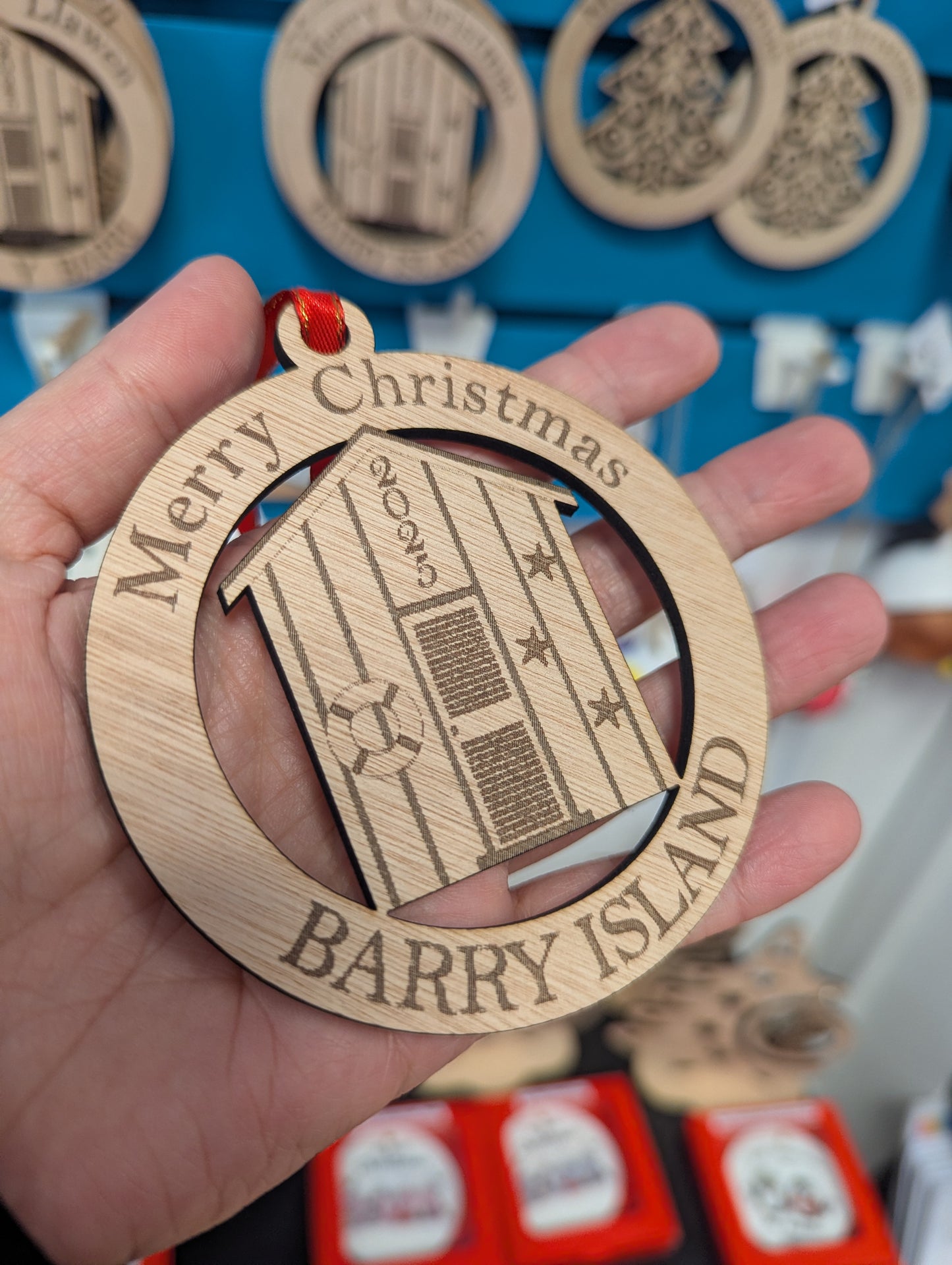 Merry Christmas - Barry Island - Wood decoration