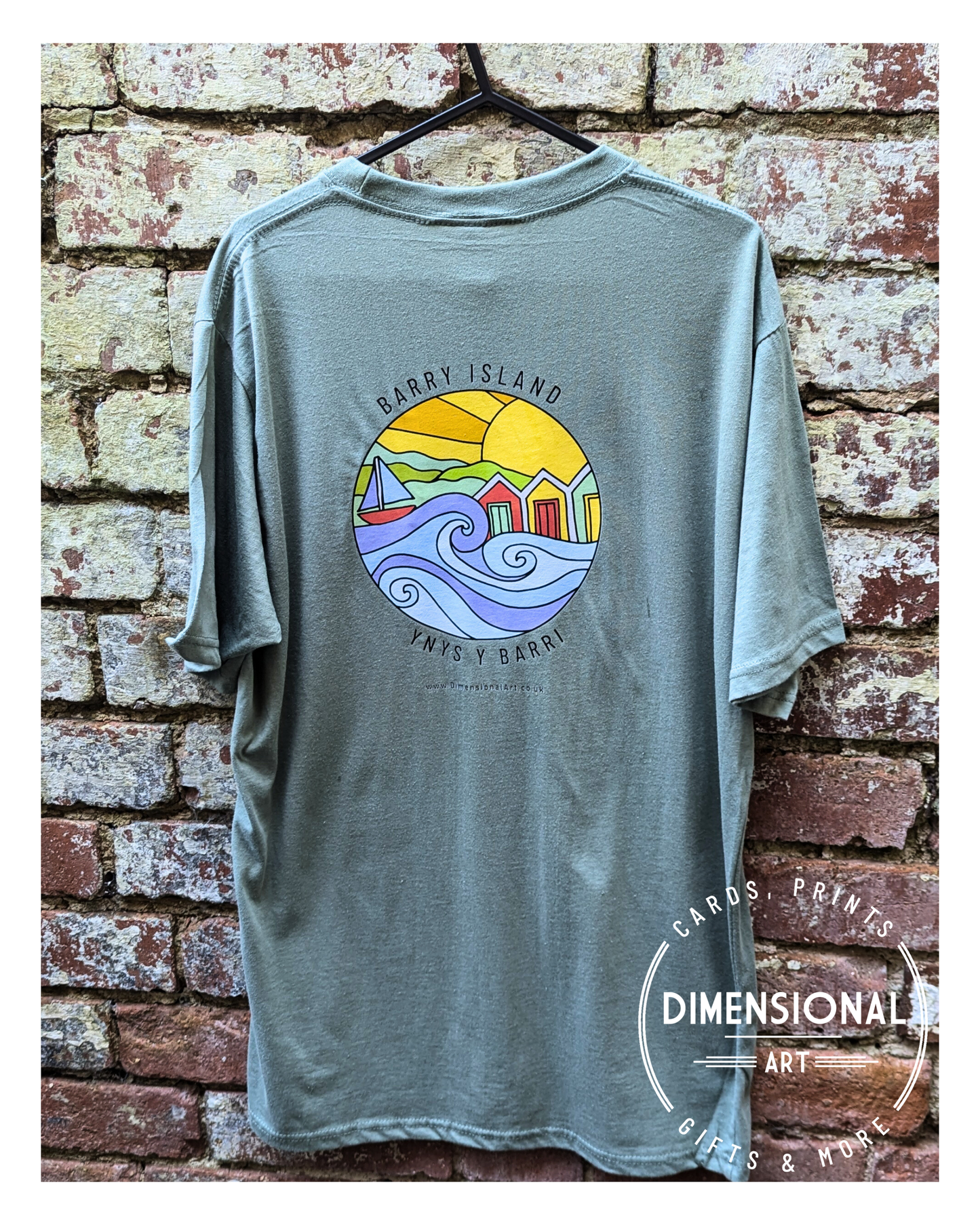 Barry Island Ynys y Barri T-shirt - Sage