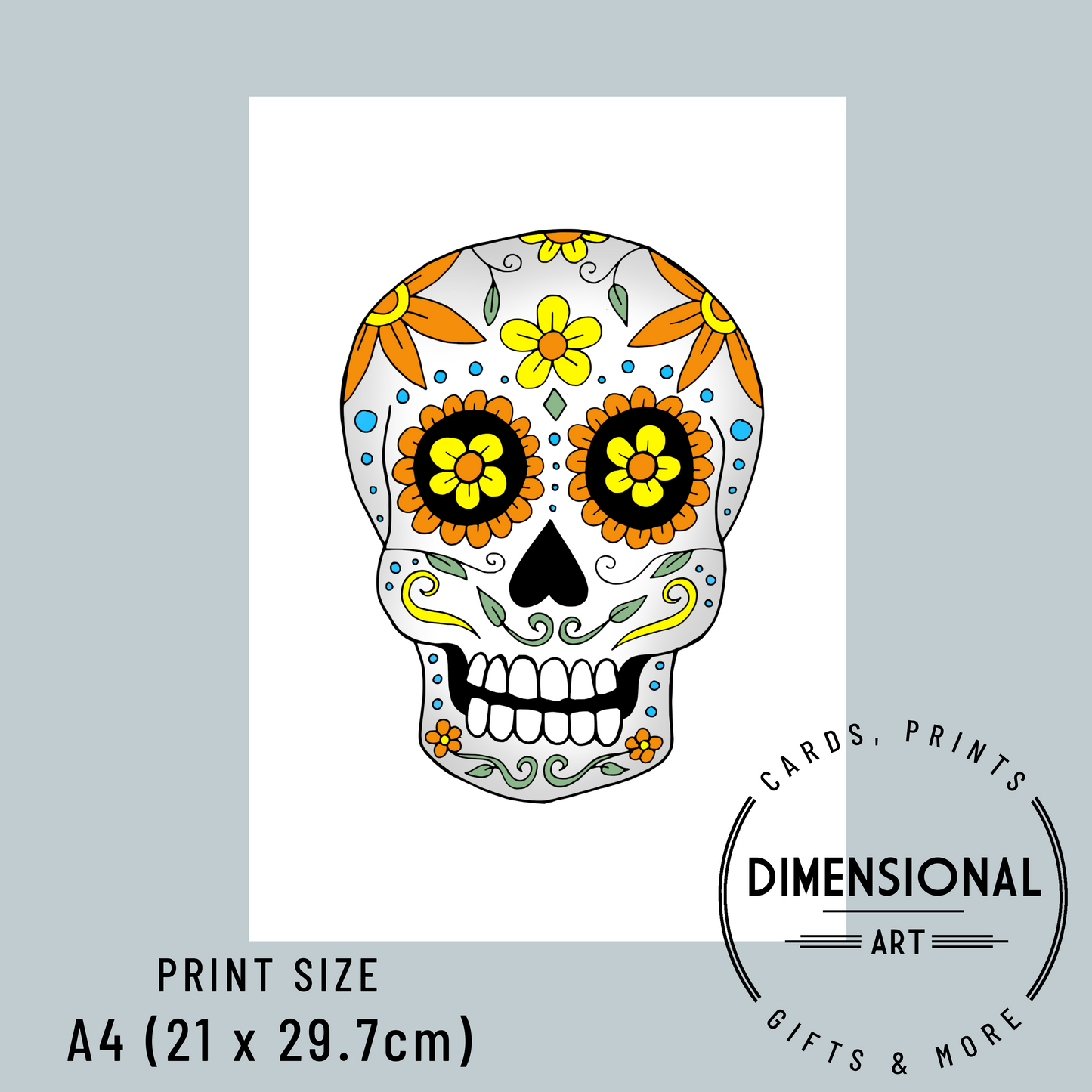 Candy Skull A4 Print - UNFRAMED - Day of the Dead - Halloween