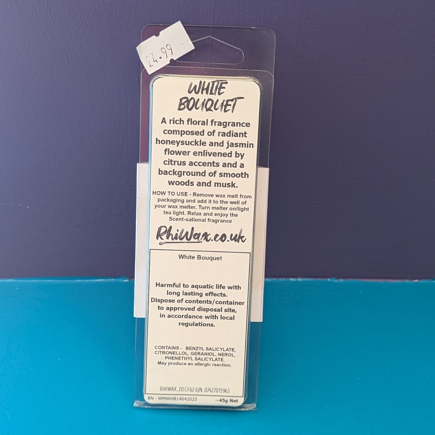 White Bouquet Wax melt - Jasmine, Honeysuckle