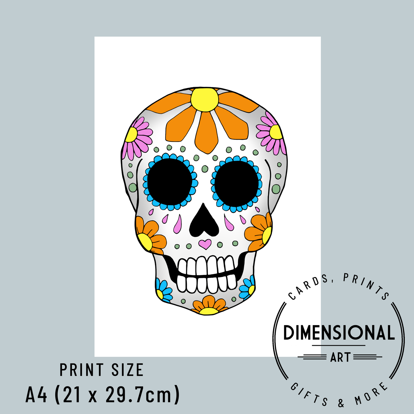 Candy Skull A4 Print - UNFRAMED - Day of the Dead - Halloween