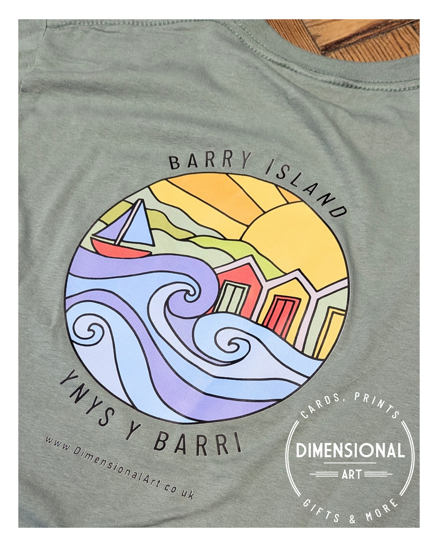 Barry Island Ynys y Barri T-shirt - Sage