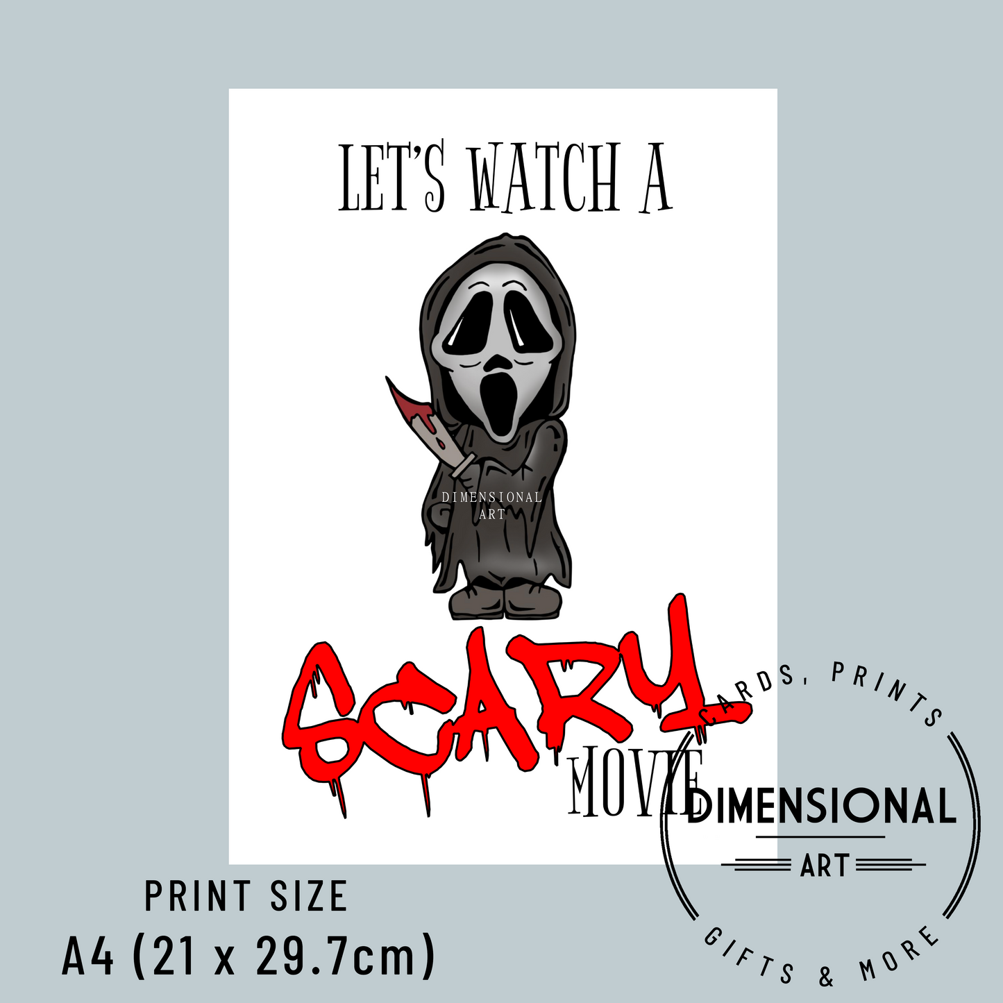 let's watch a scary Movie - Halloween - A4 Print - UNFRAMED