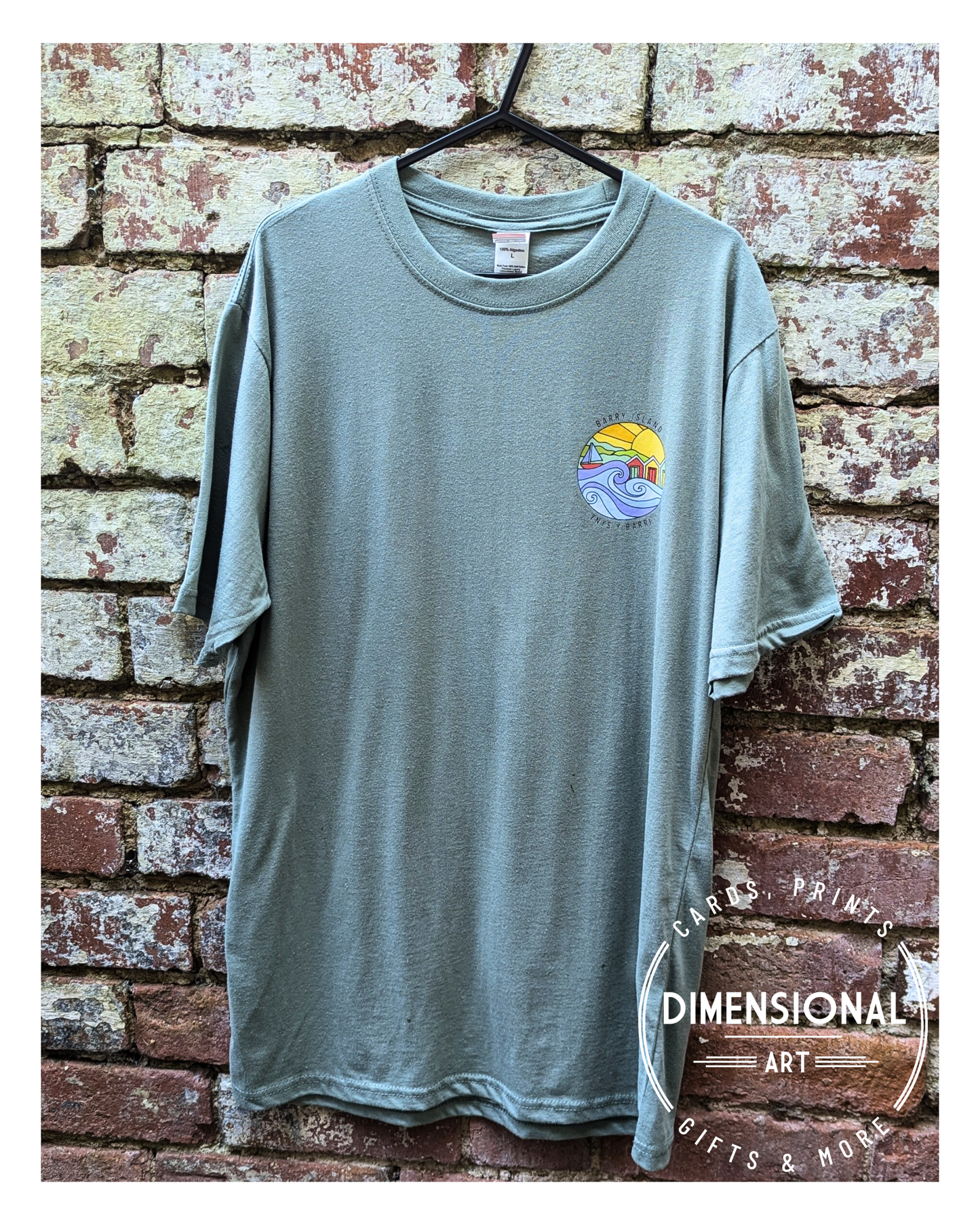 Barry Island Ynys y Barri T-shirt - Sage