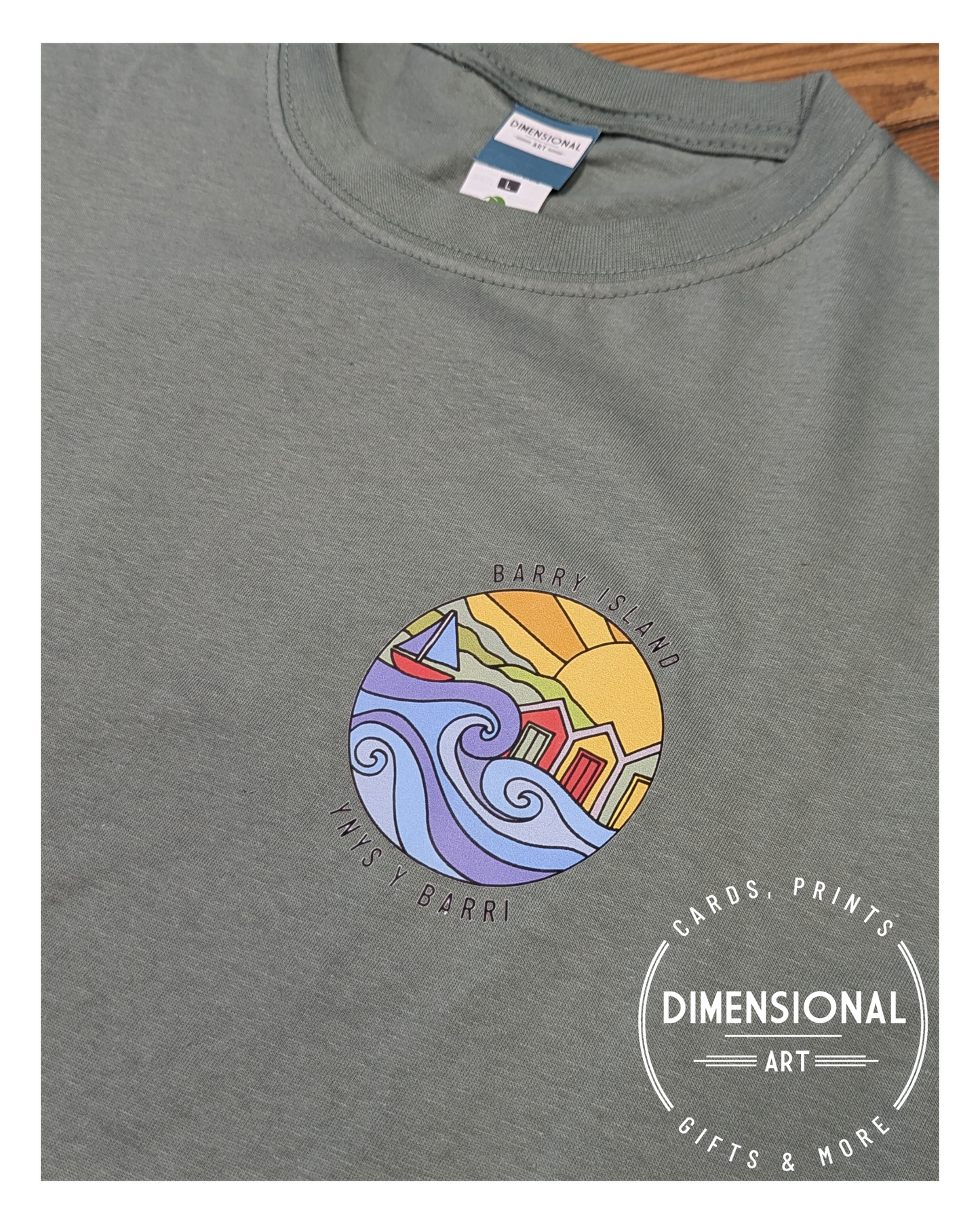 Barry Island Ynys y Barri T-shirt - Sage