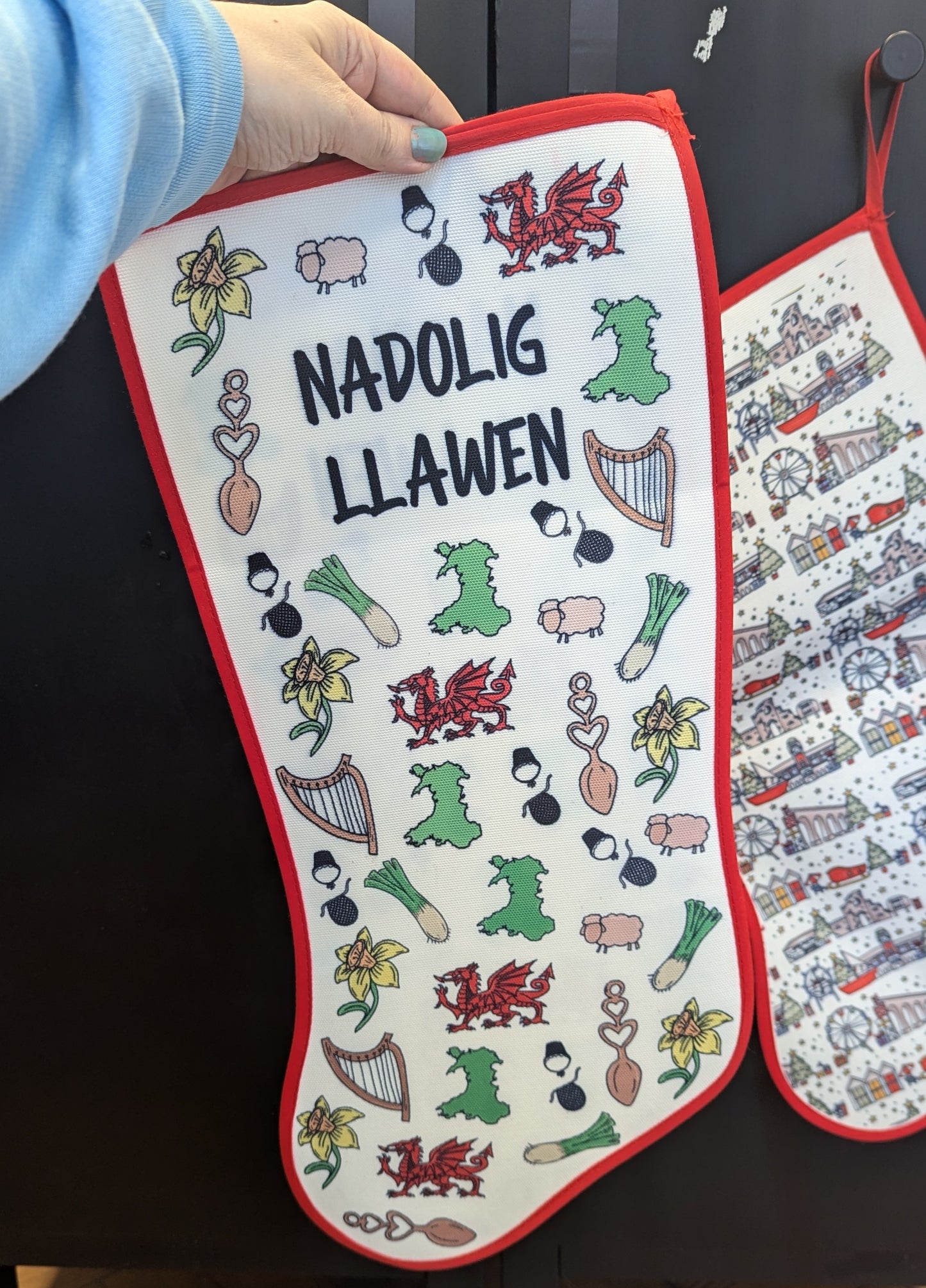 Christmas Stocking - Welsh Design - Nadolig Llawen