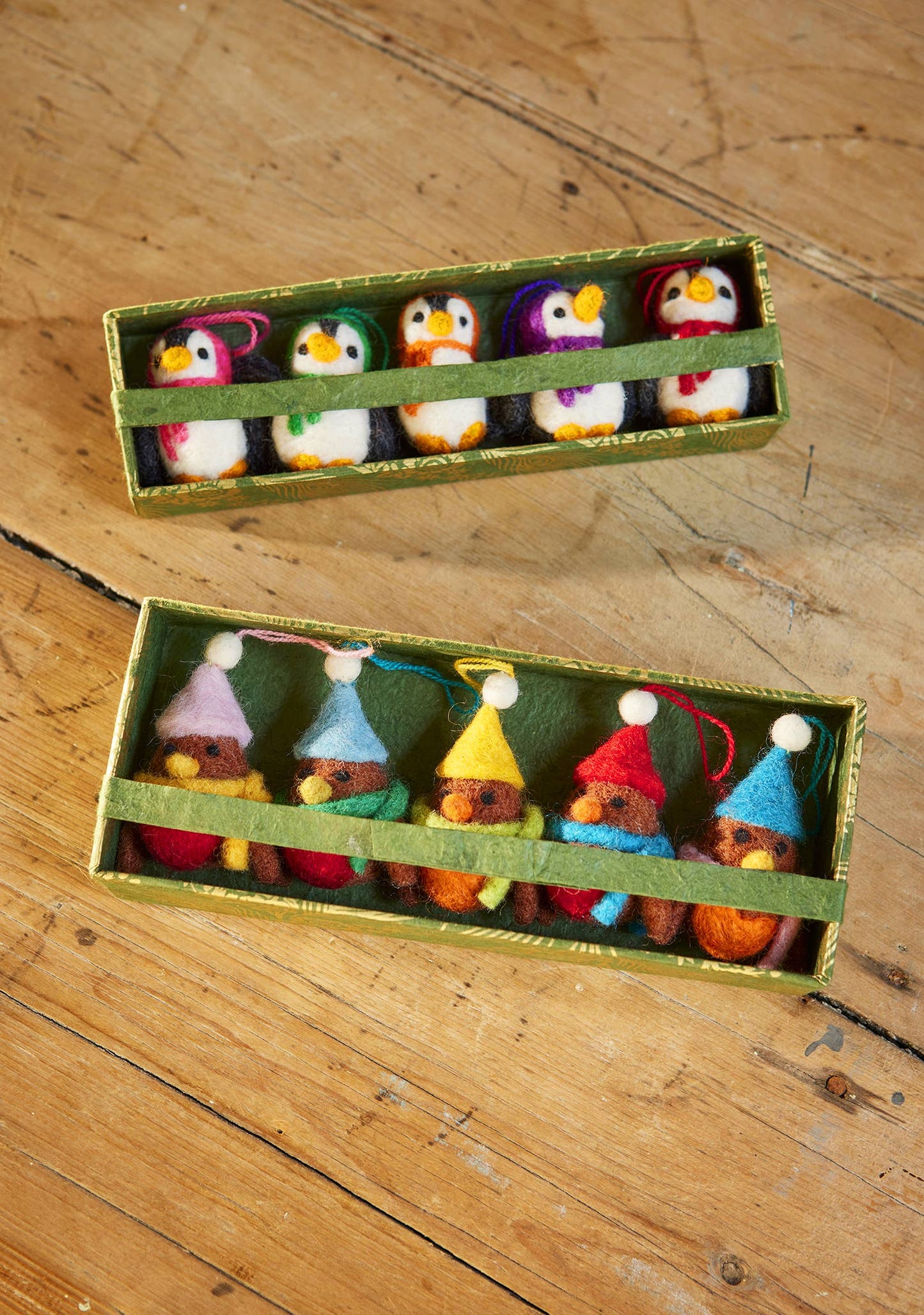 Handmade Set of 5 Hanging Felt Penguin Decorations