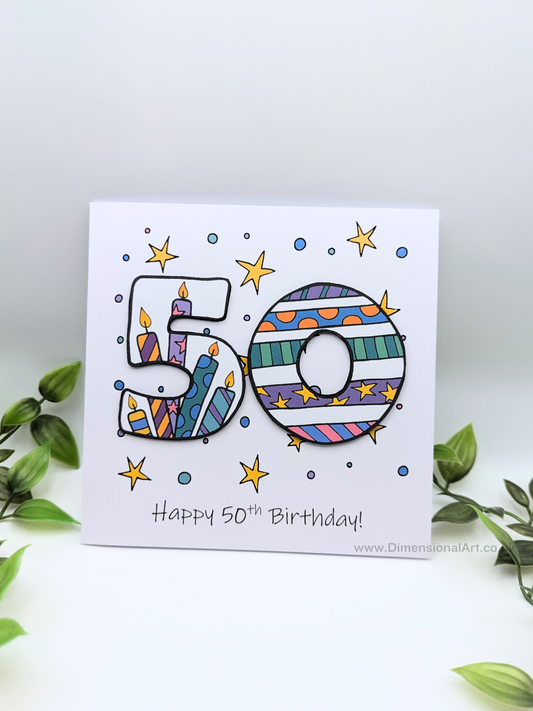 50th Number Candles Birthday Card