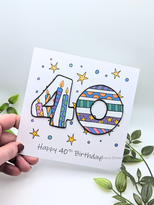 40th Number Candles Birthday Card