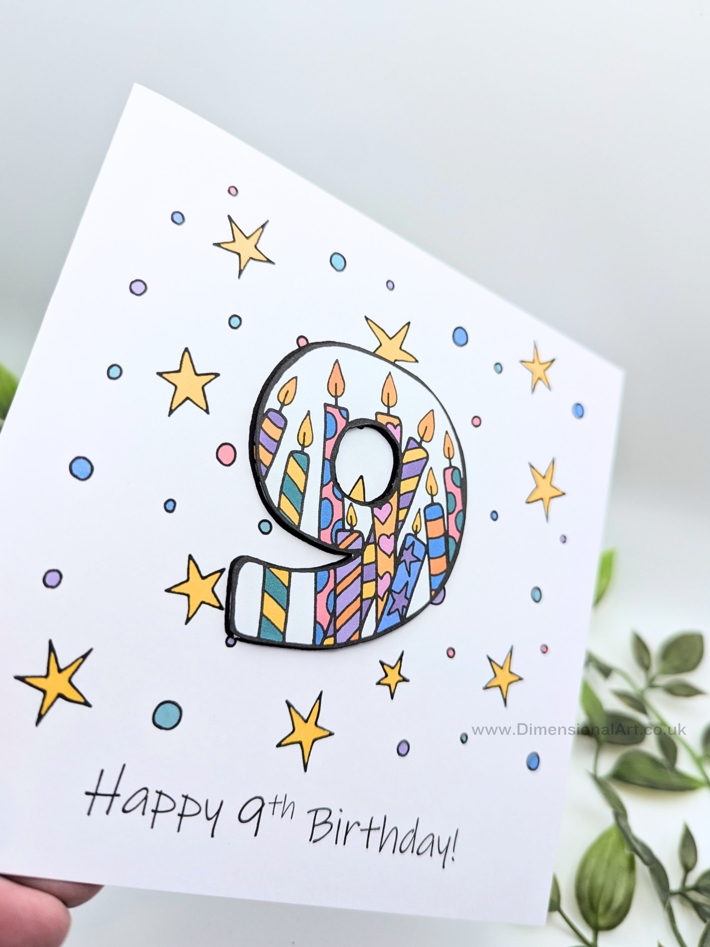 9th Number Candles Birthday Card