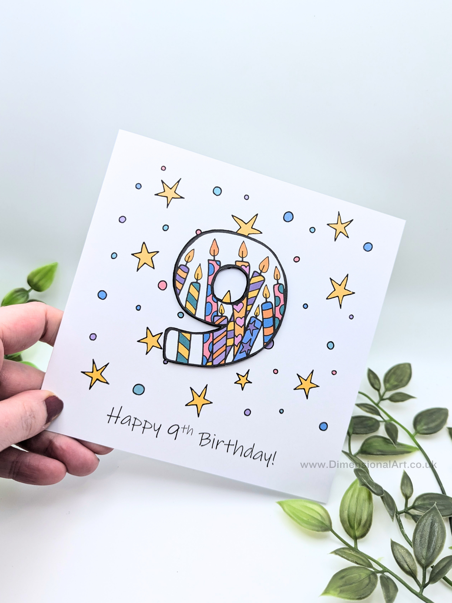 9th Number Candles Birthday Card