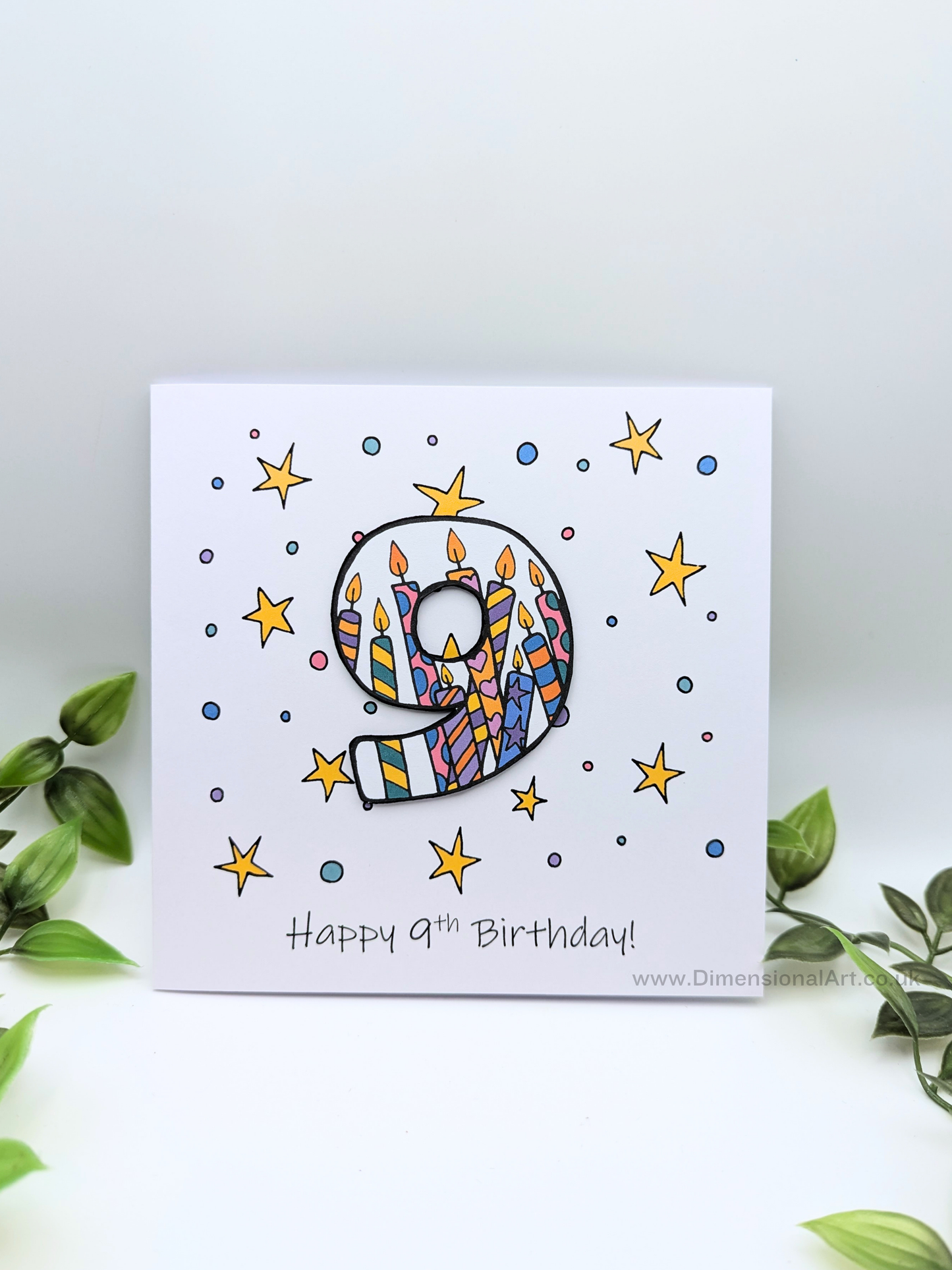 9th Number Candles Birthday Card