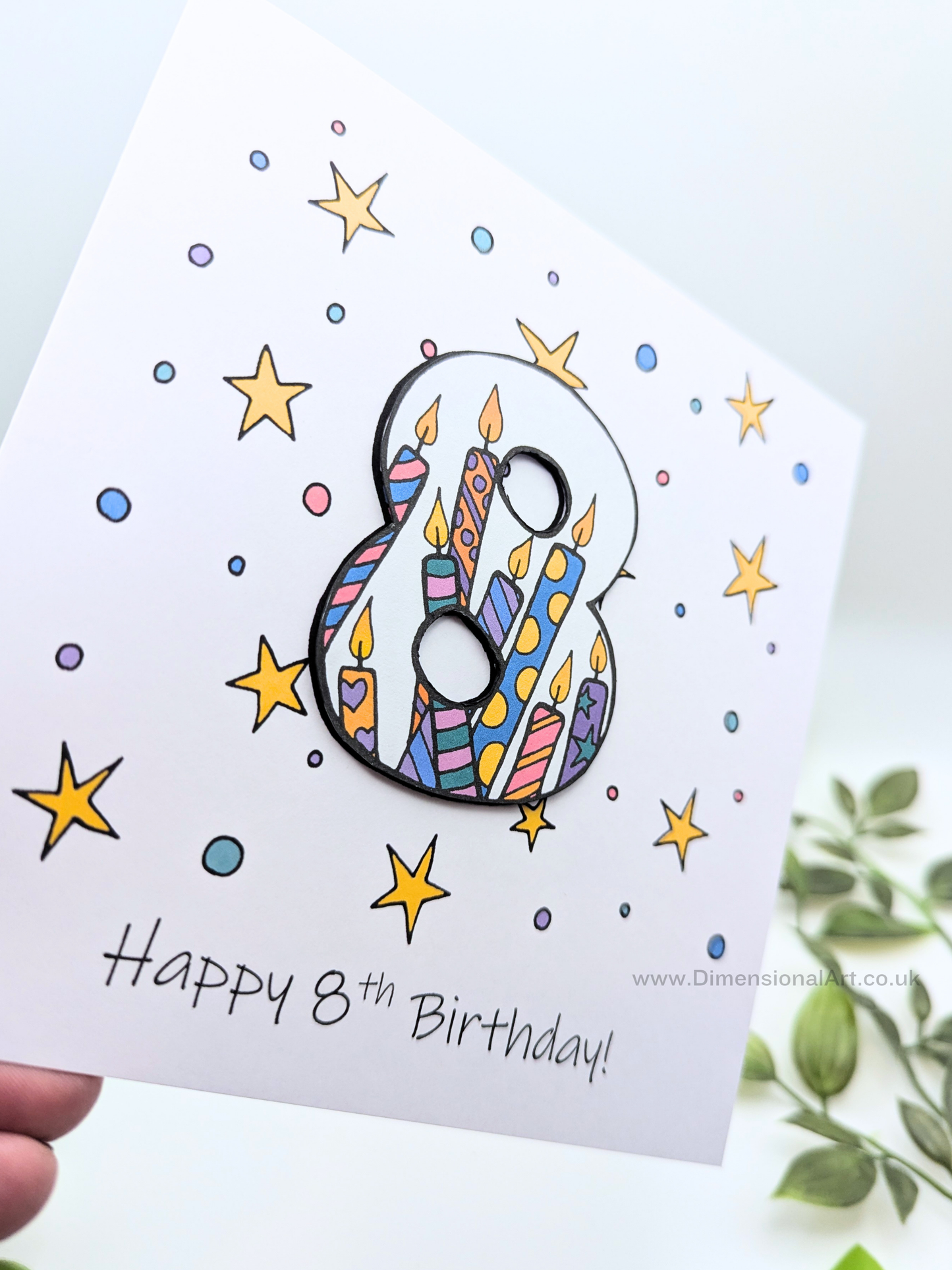 8th Number Candles Birthday Card