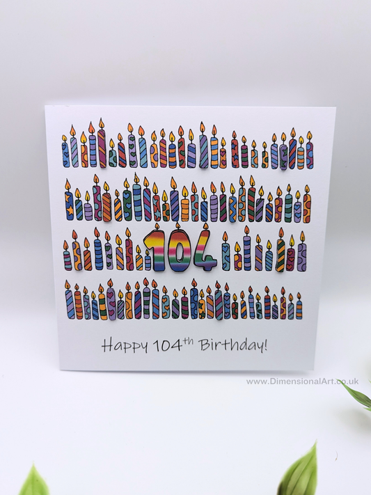 104 Candles Birthday Card 104th