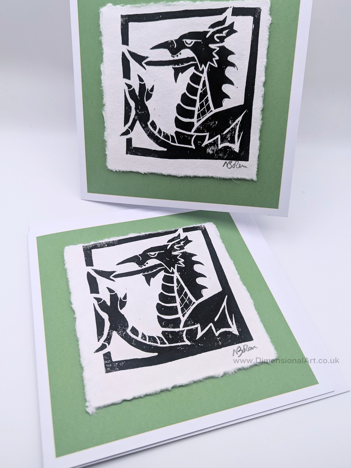 Welsh Dragon - Hand Printed Linocut Cards - Greetings Cards -
