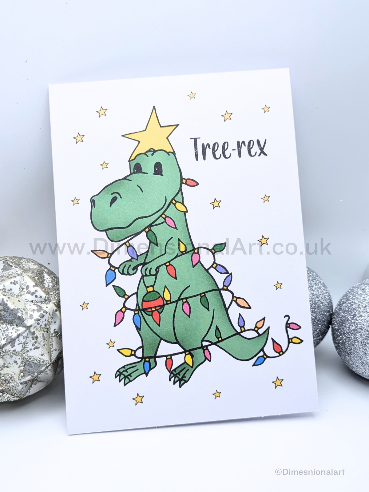 Tree-Rex Dinosaur Christmas card