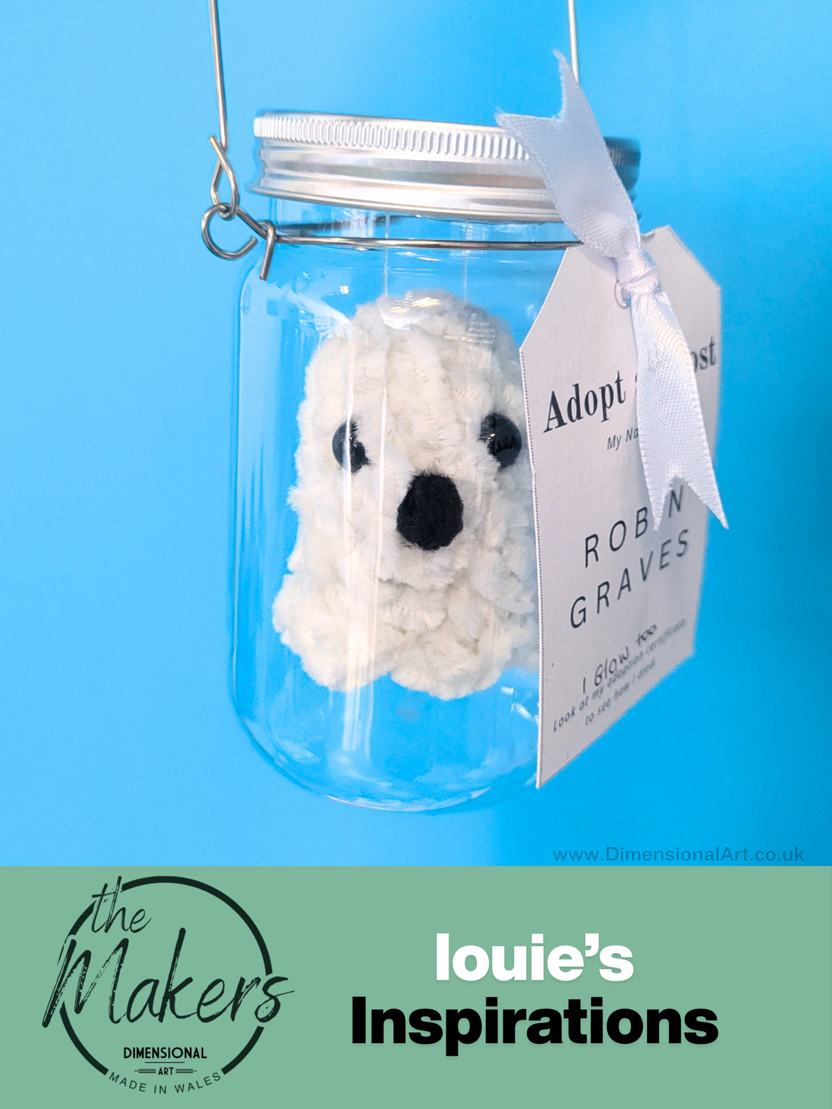 Adopt a Ghost  - ROBIN GRAVES - crocheted - Glow in the dark  - handmade
