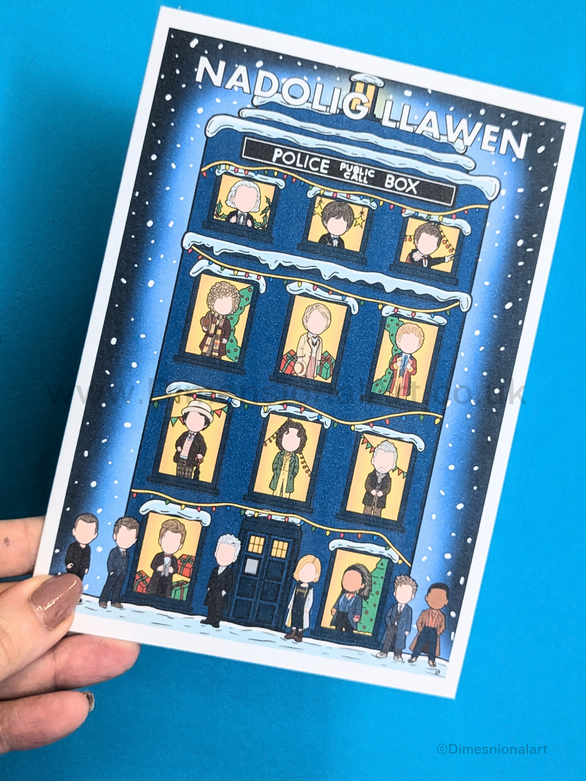 Doctor Who doctors - Nadolig Llawen (Christmas card)