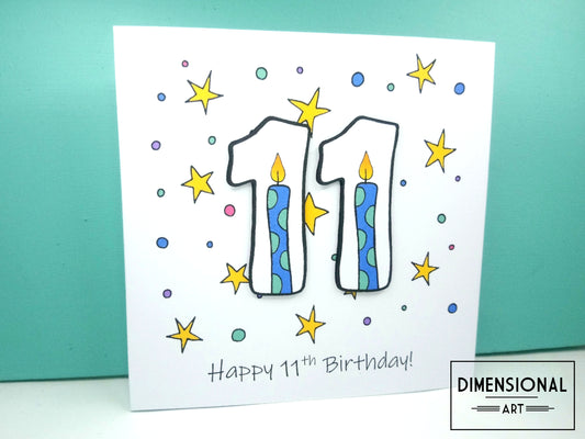 11th Number Candles Birthday Card