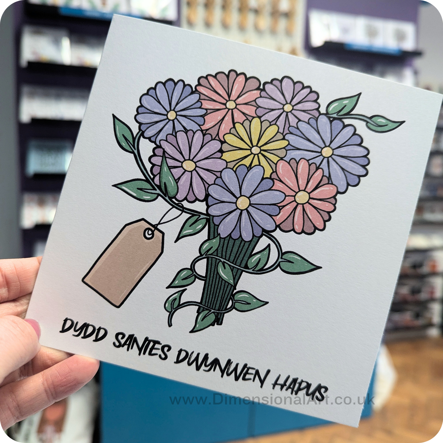 Flowers - Dydd Santes Dwynwen Hapus Card