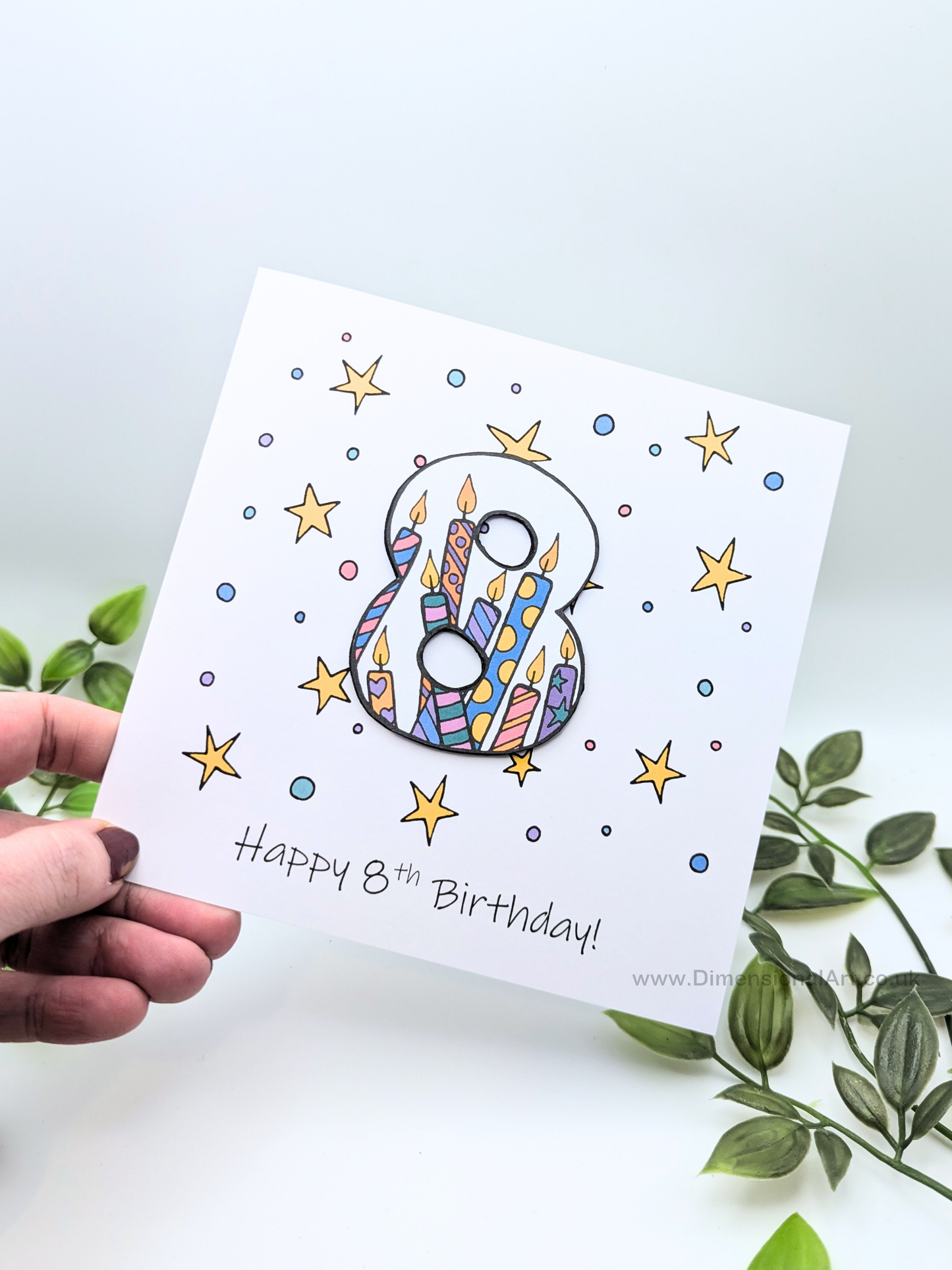 8th Number Candles Birthday Card