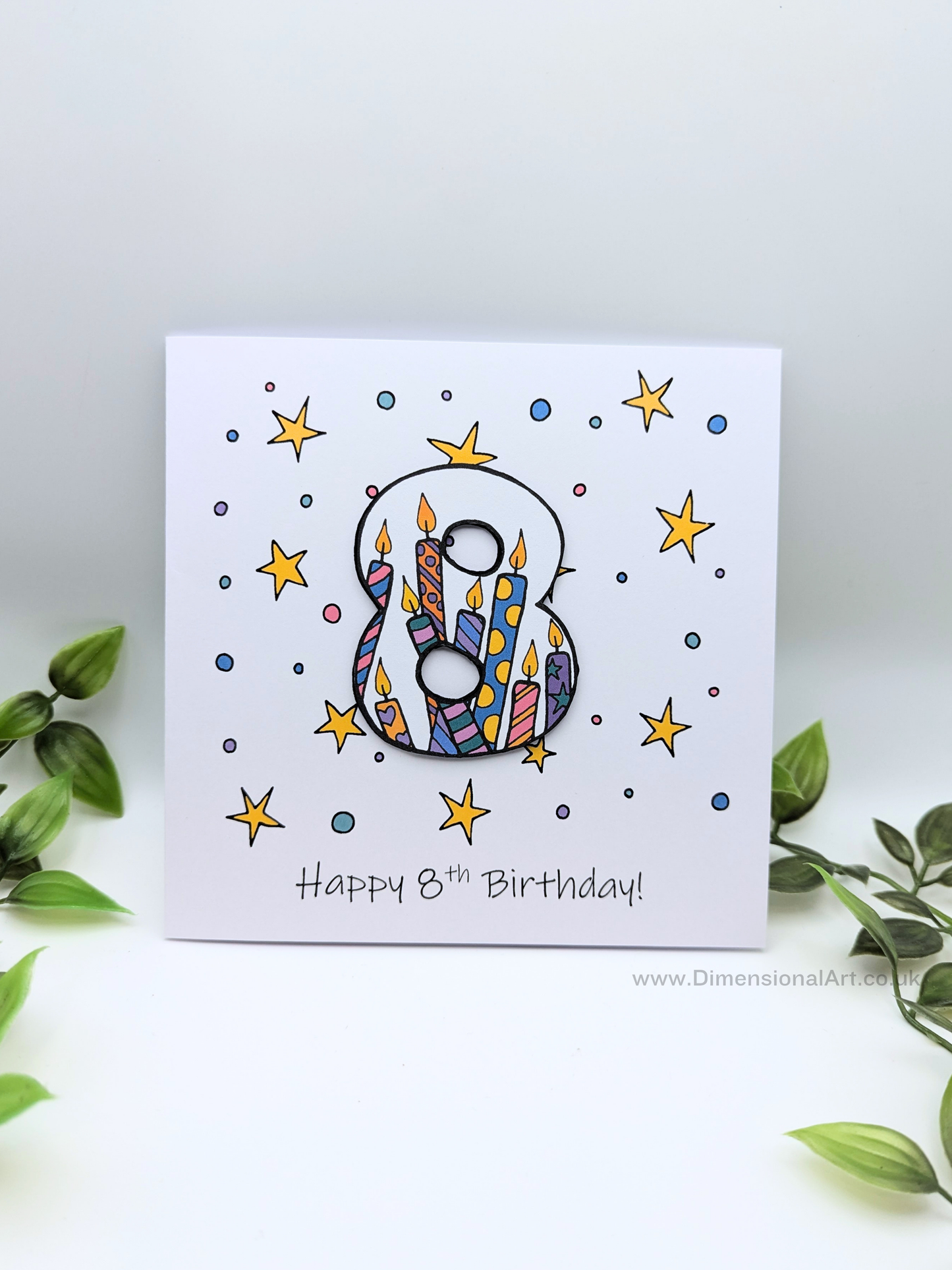 8th Number Candles Birthday Card