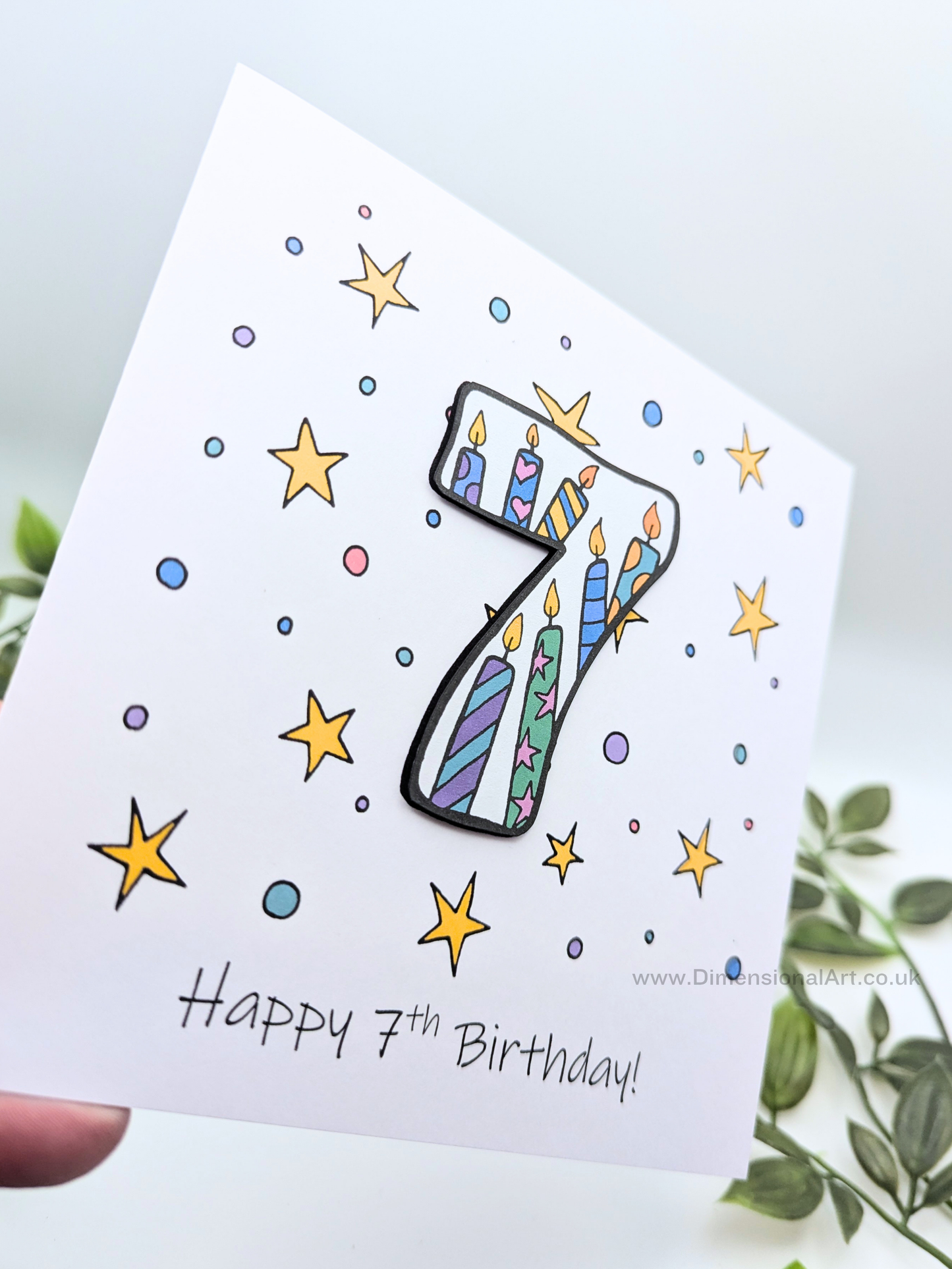 7th Number Candles Birthday Card