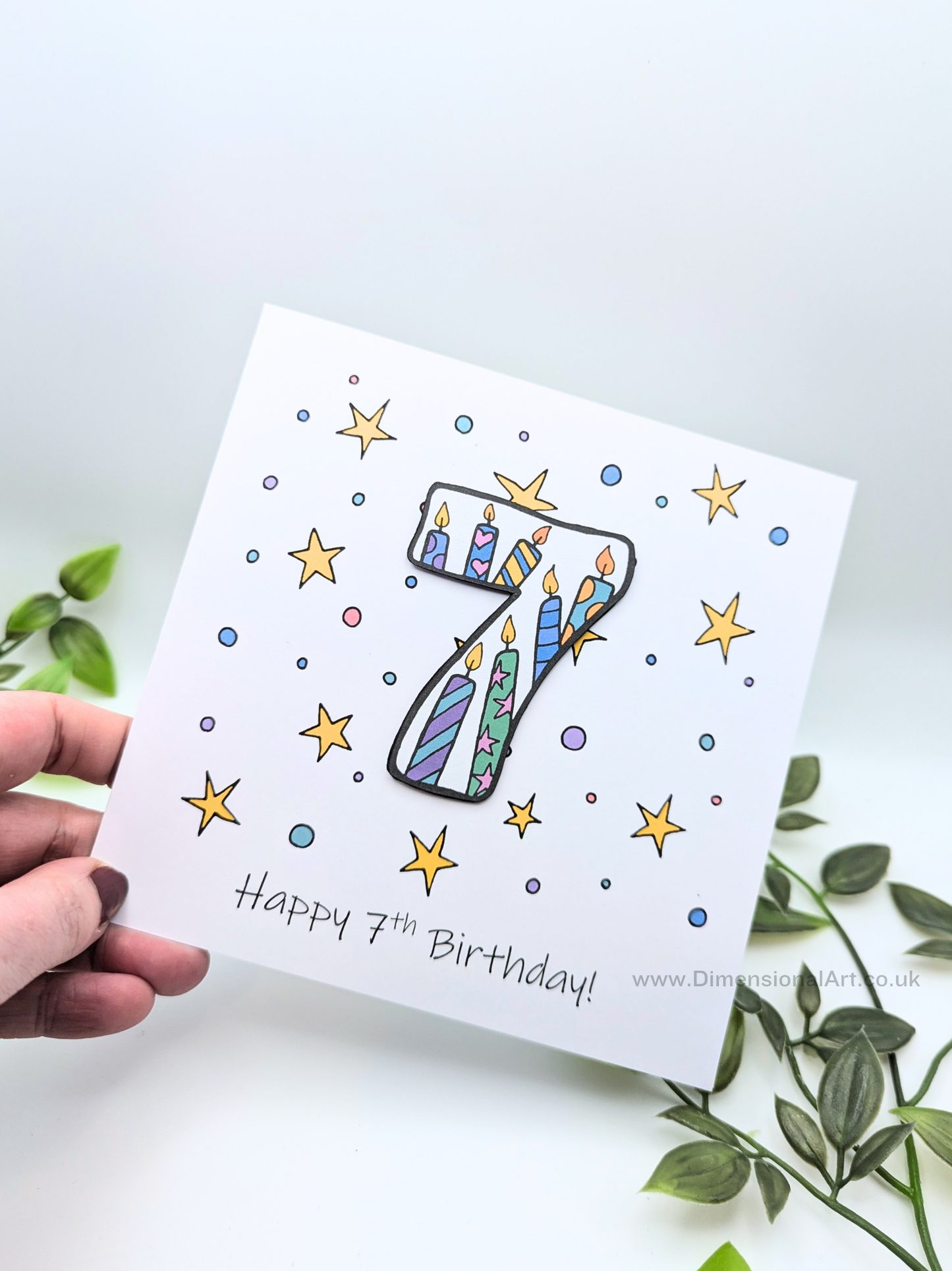 7th Number Candles Birthday Card