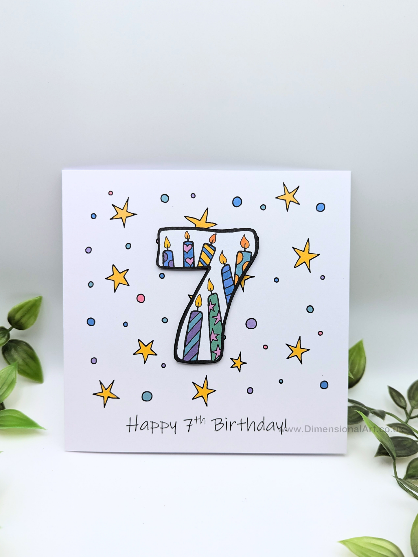 7th Number Candles Birthday Card