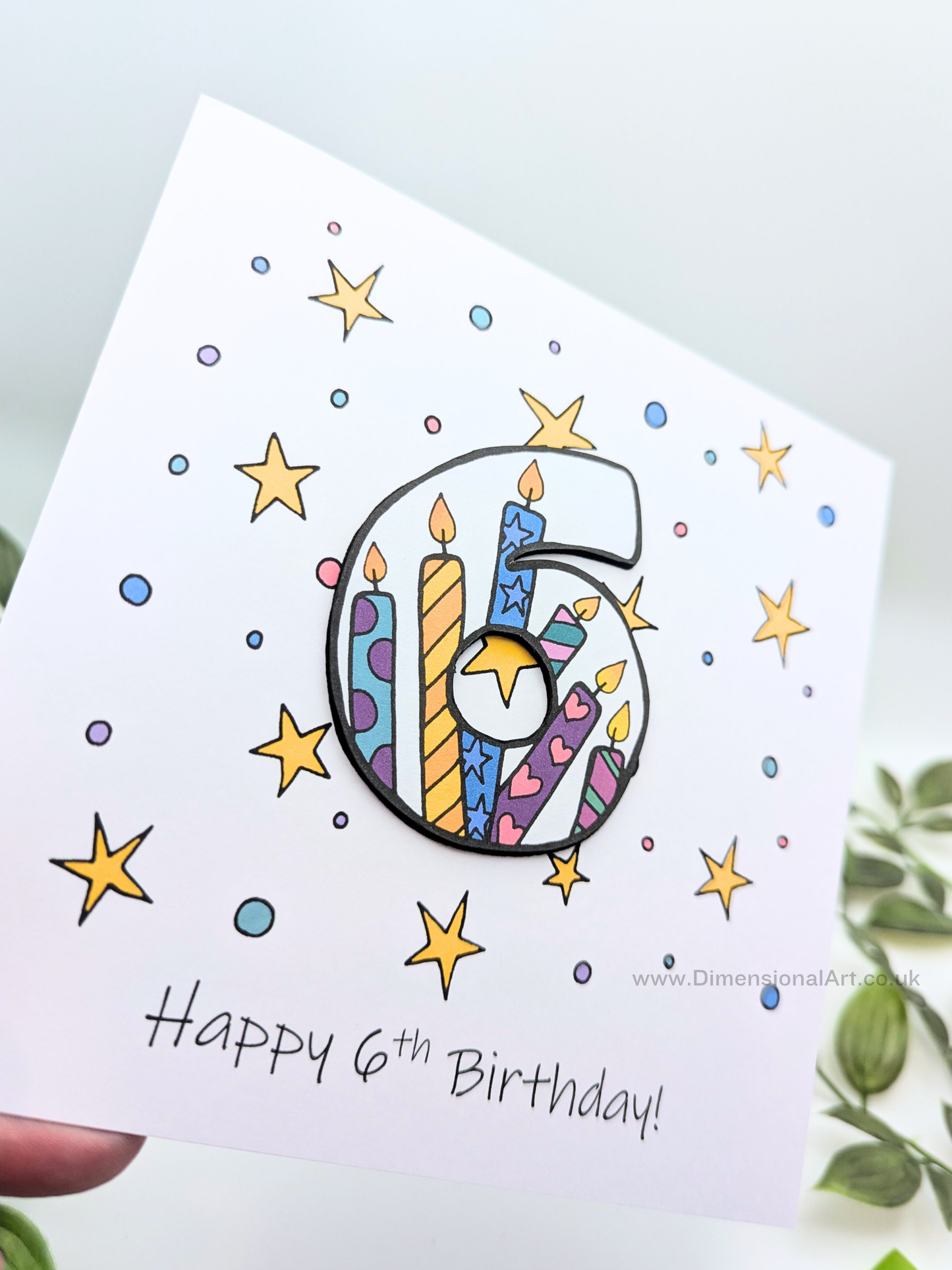 6th Number Candles Birthday Card