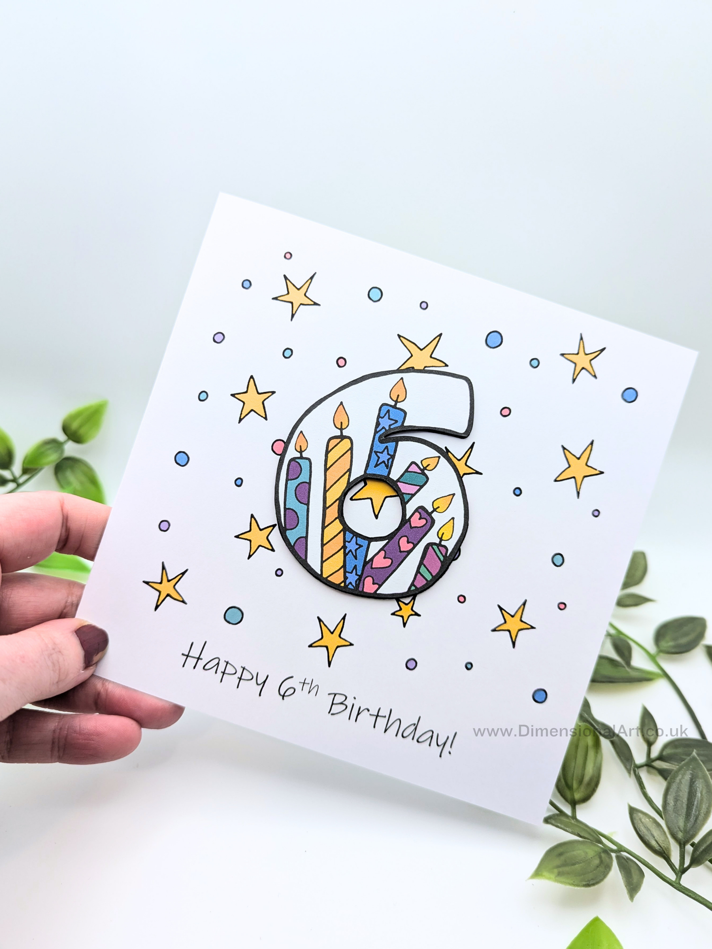 6th Number Candles Birthday Card