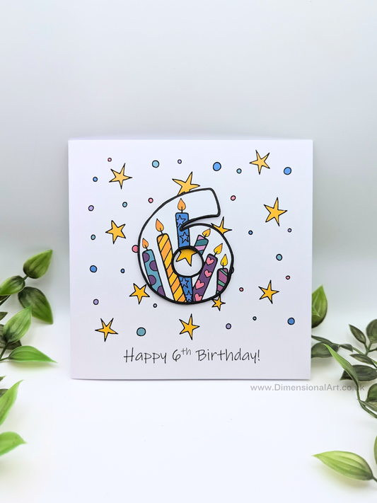 6th Number Candles Birthday Card