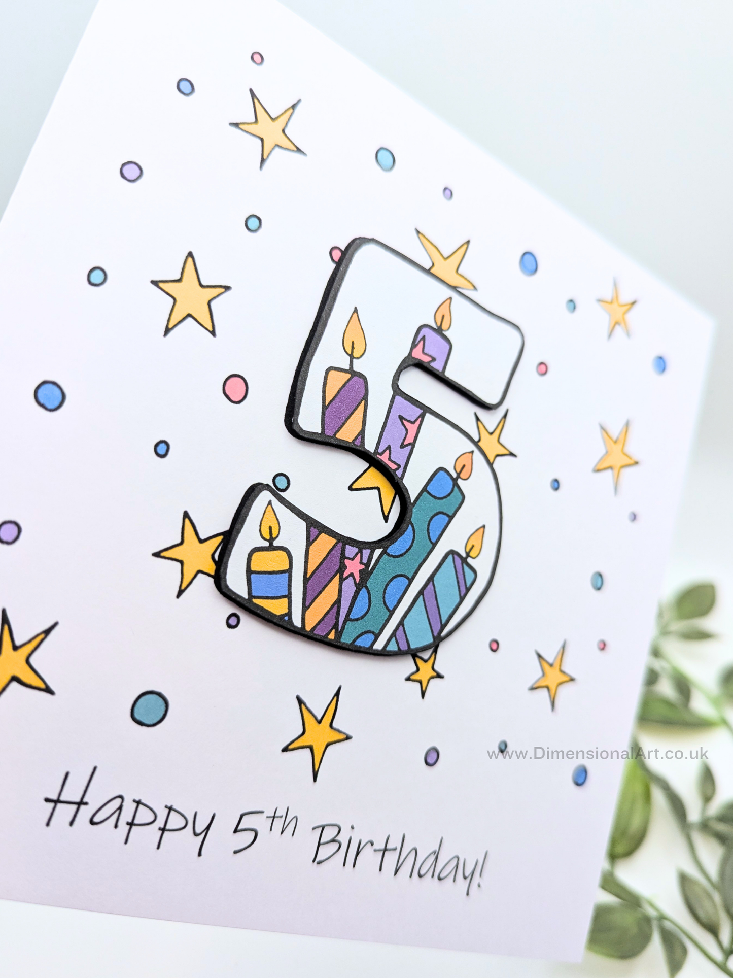 5th Number Candles Birthday Card