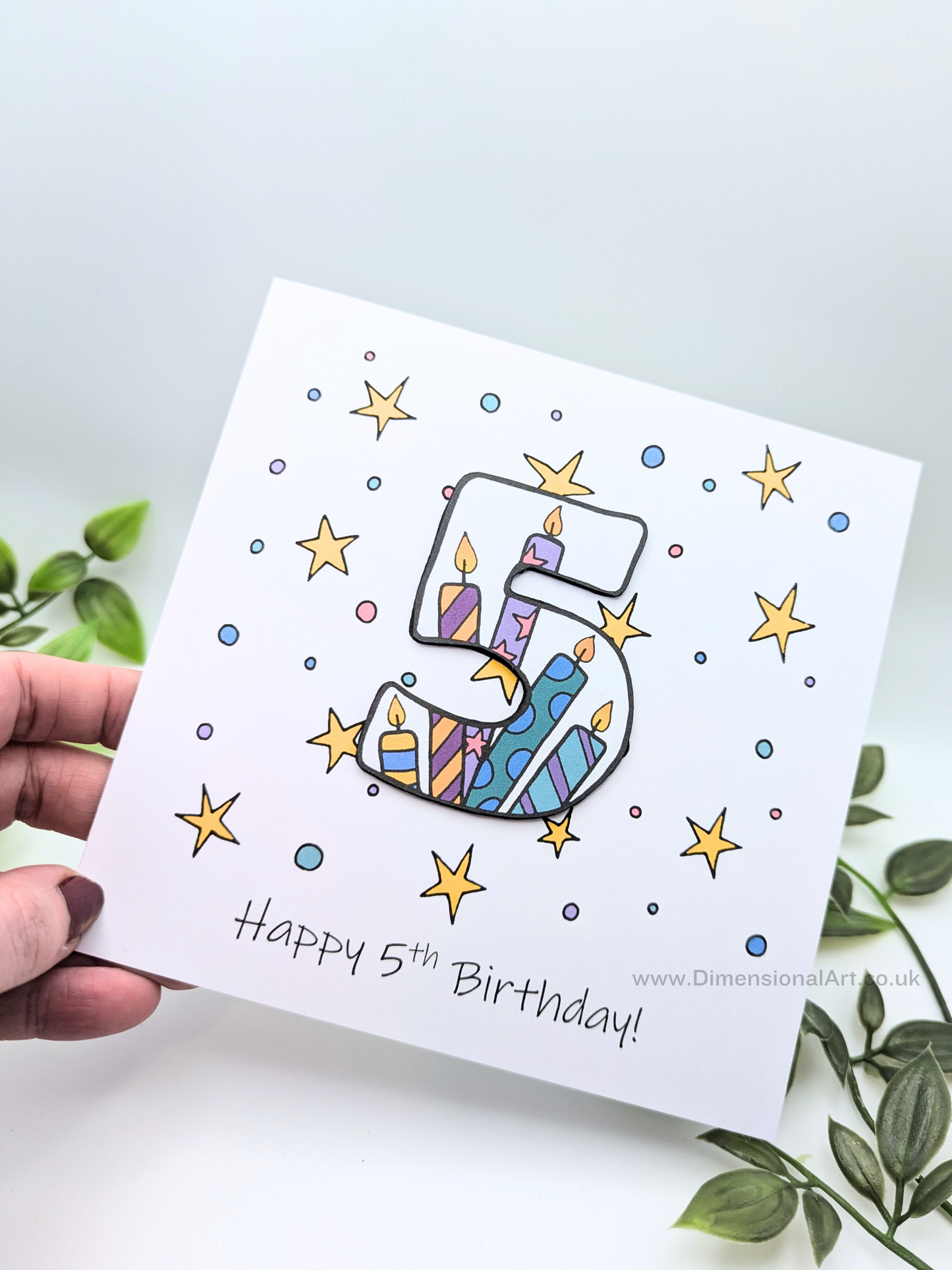 5th Number Candles Birthday Card