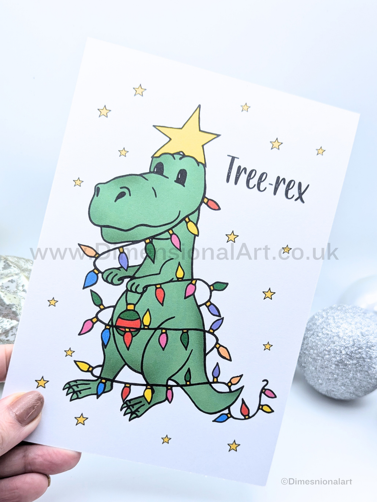 Tree-Rex Dinosaur Christmas card