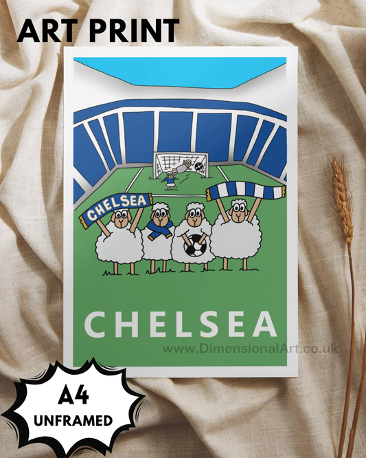 Chelsea Football Sheep A4 Print