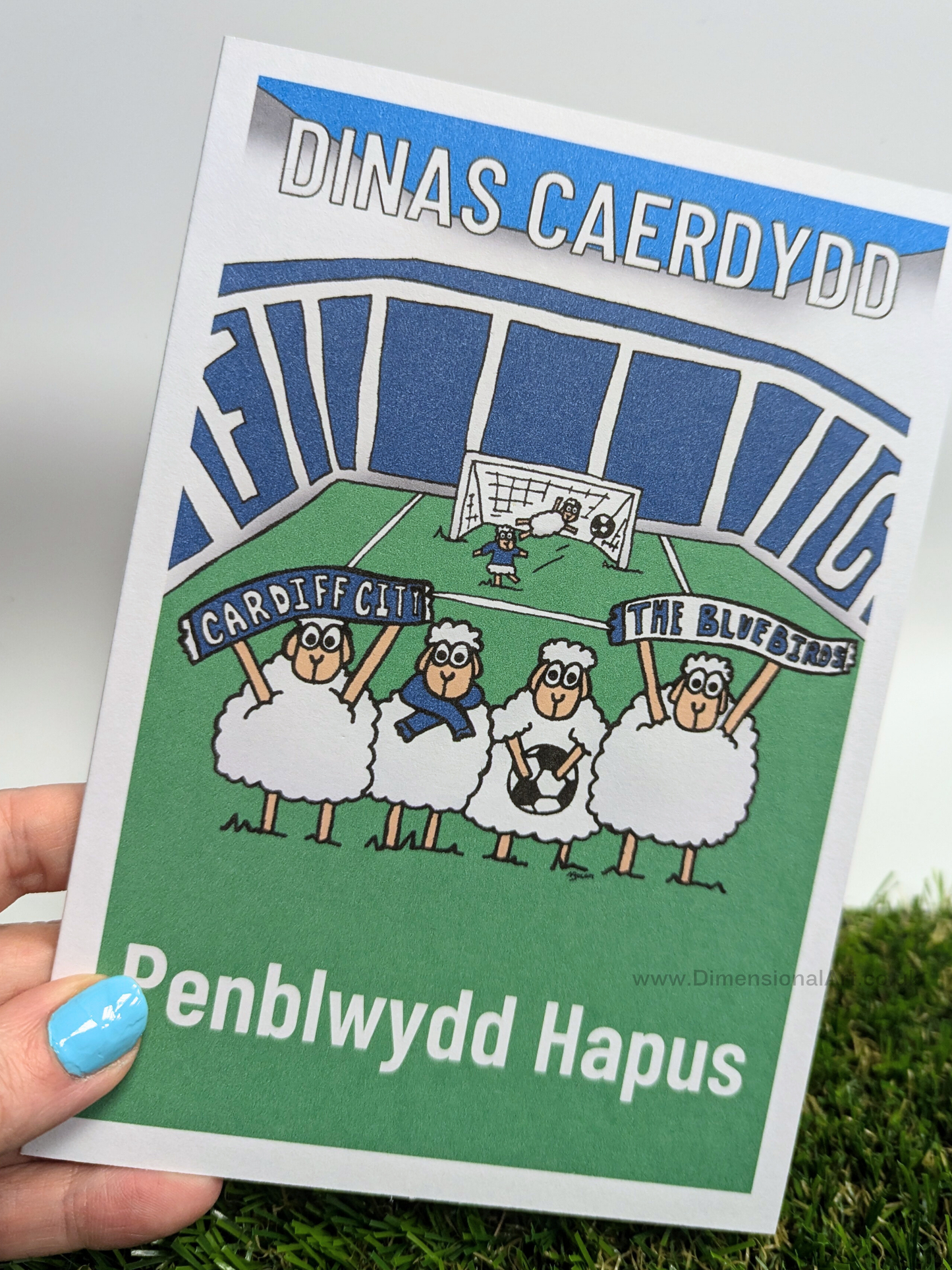 Dinas Caerdydd (Cardiff City football) Sheep Card (Birthday) WELSH
