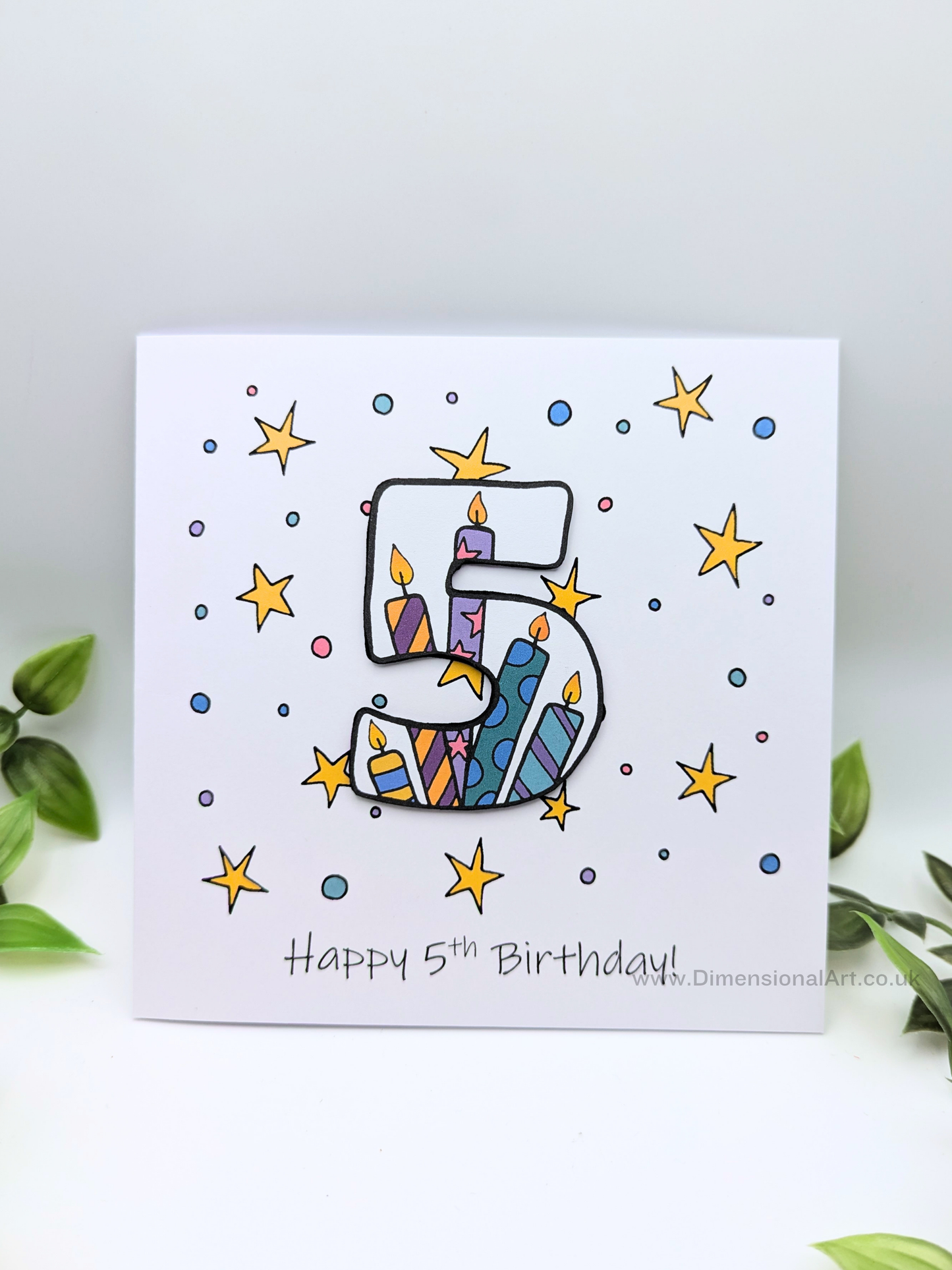 5th Number Candles Birthday Card