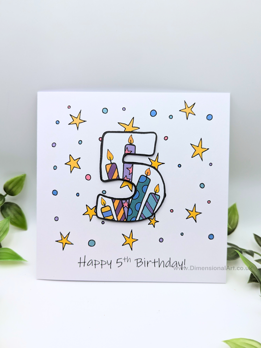 5th Number Candles Birthday Card
