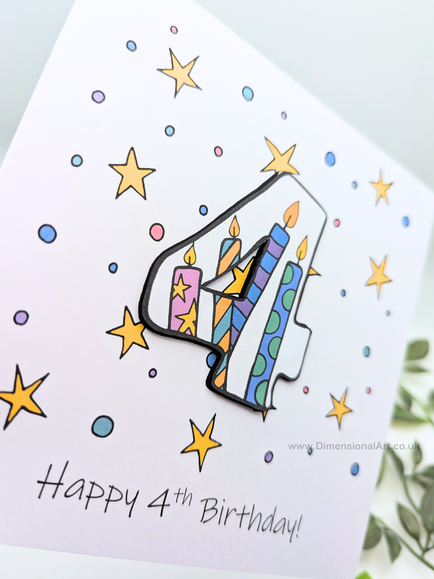 4th Number Candles Birthday Card