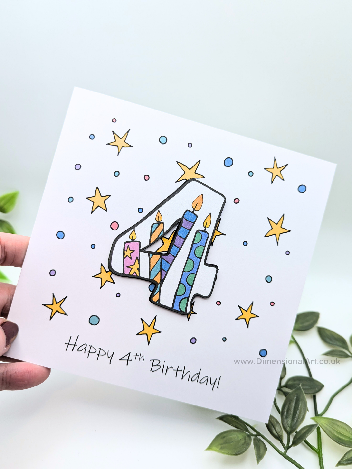 4th Number Candles Birthday Card