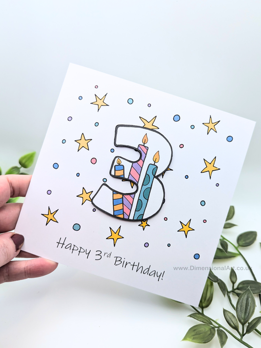 3rd Number Candles Birthday Card