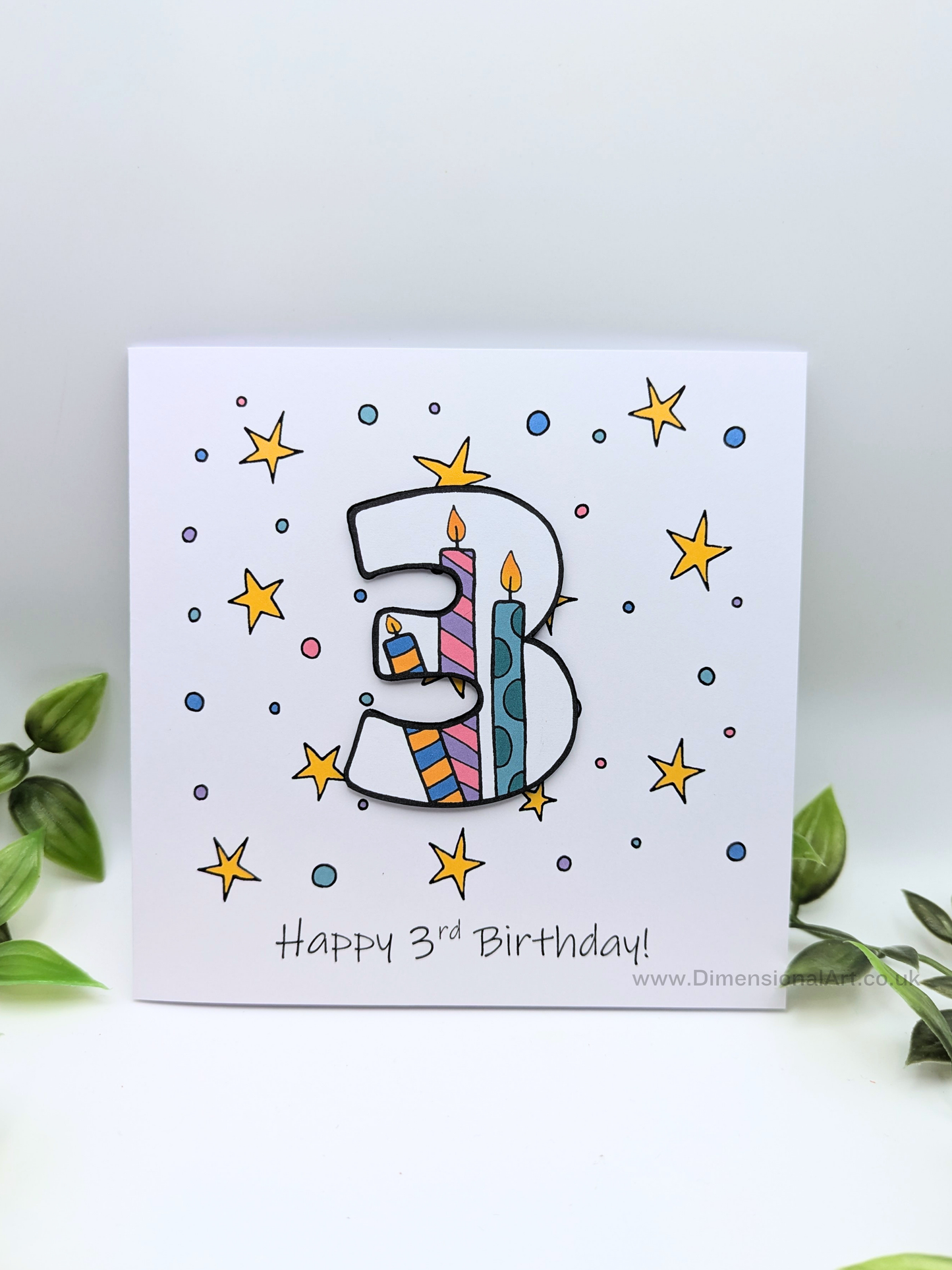 3rd Number Candles Birthday Card