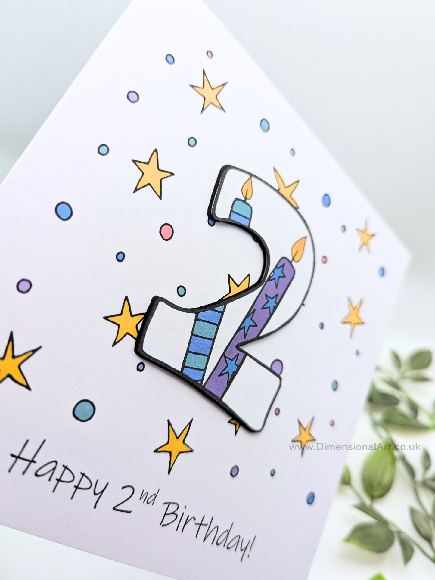 2nd Number Candles Birthday Card