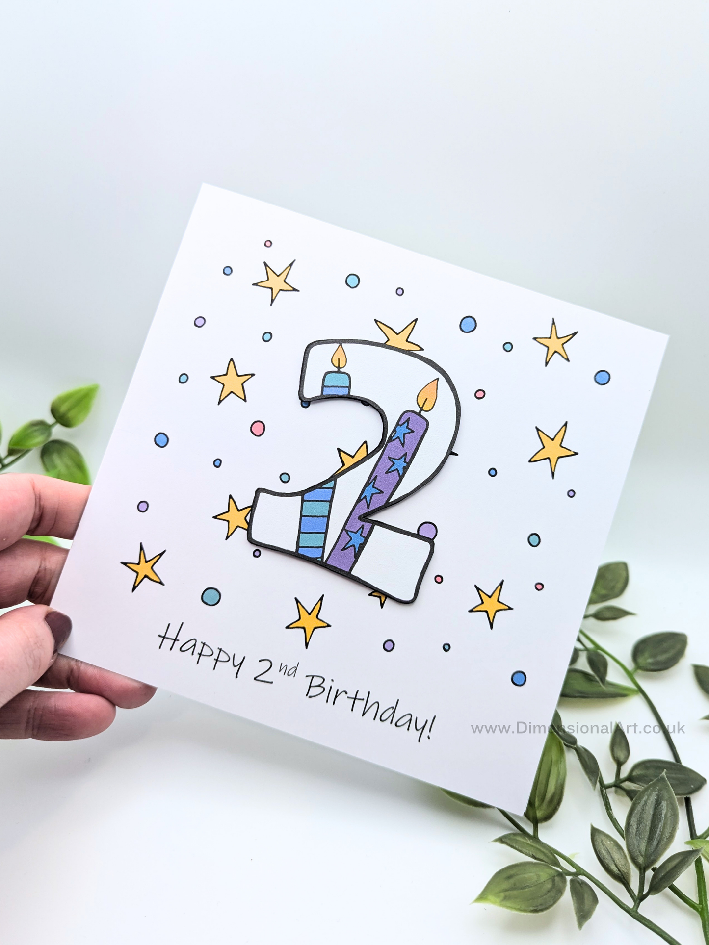 2nd Number Candles Birthday Card