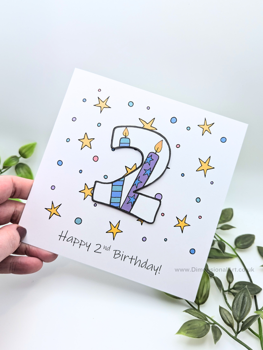 2nd Number Candles Birthday Card