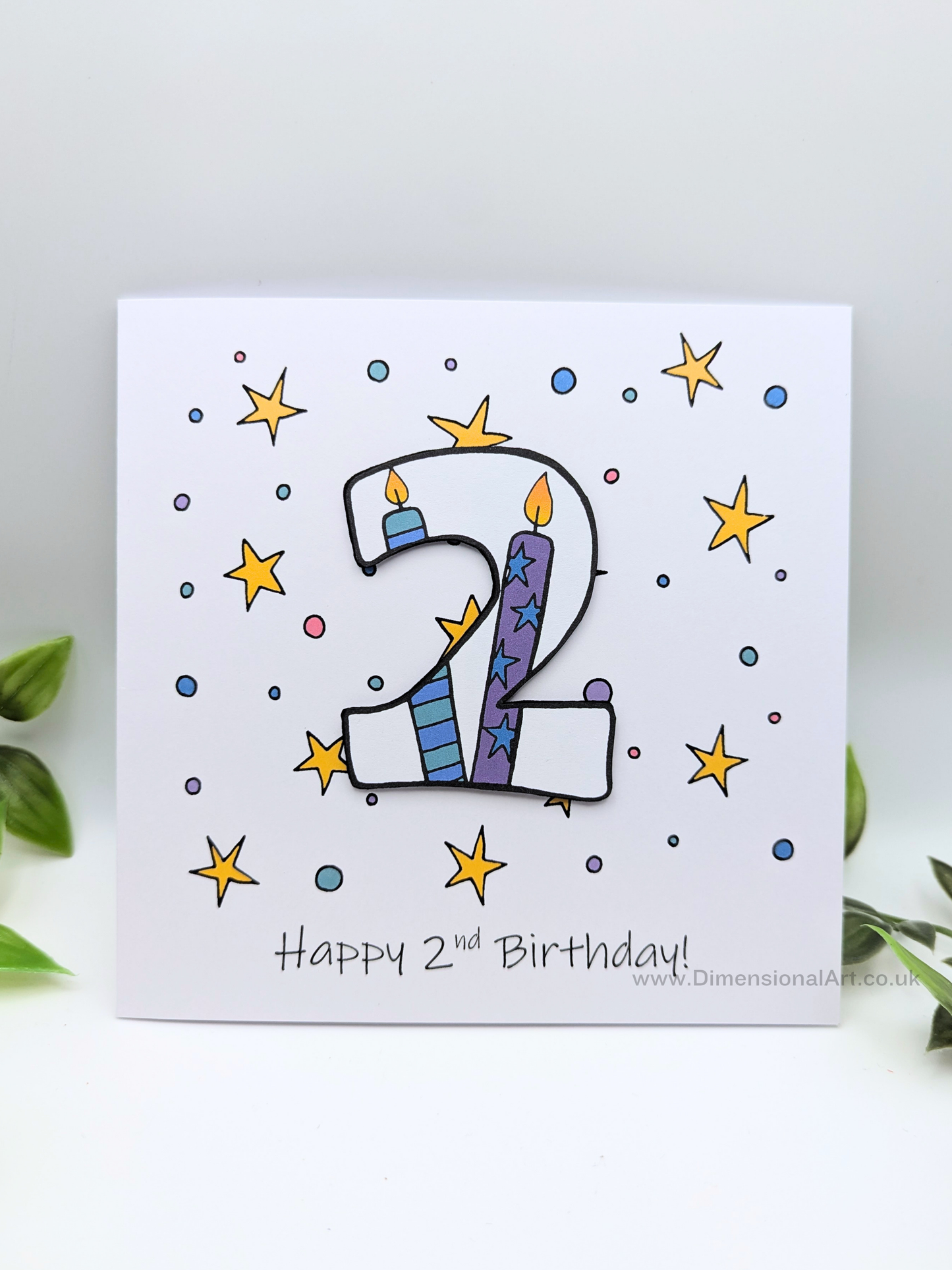 2nd Number Candles Birthday Card